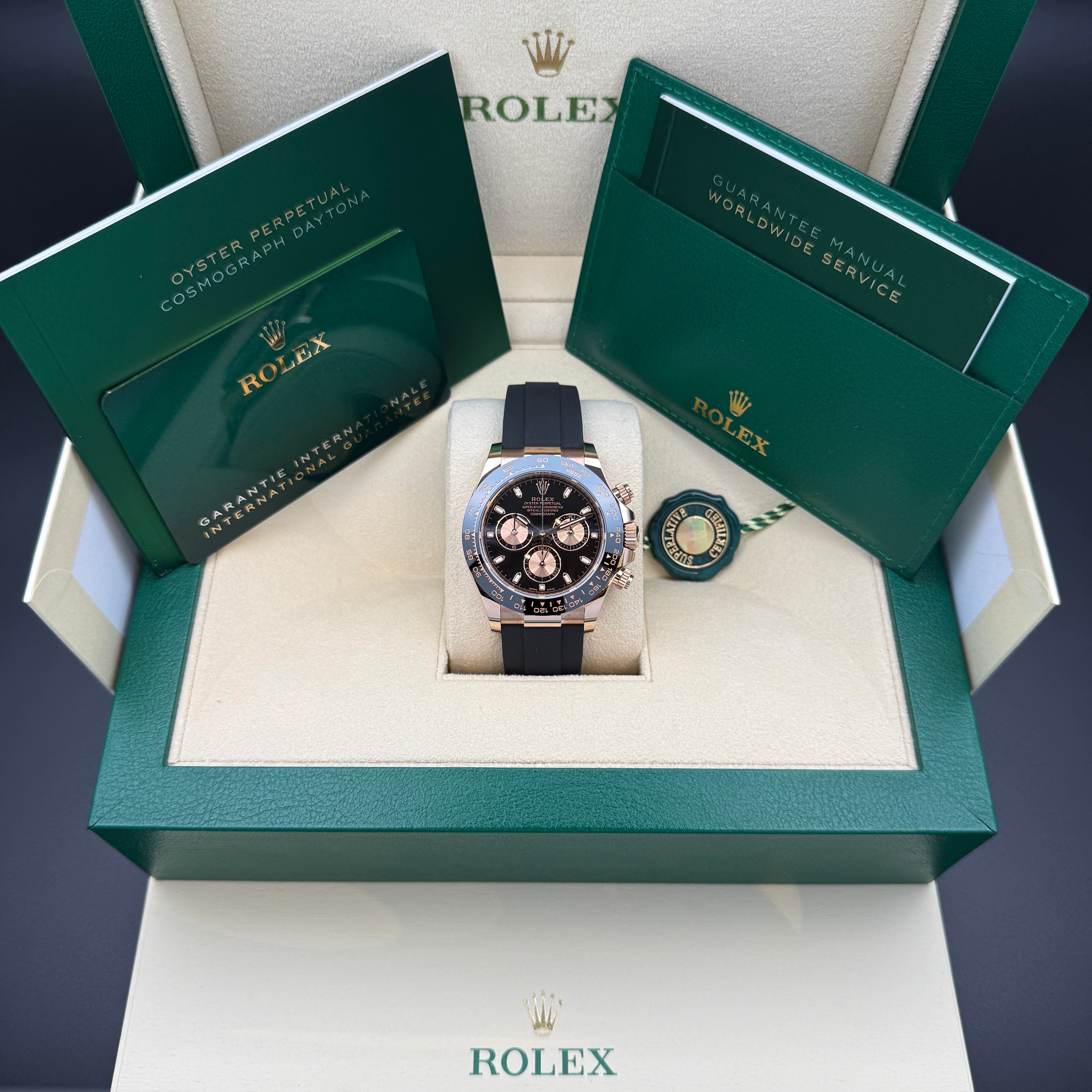 Rolex Daytona 40mm Rosegold Schwarzes Zifferblatt